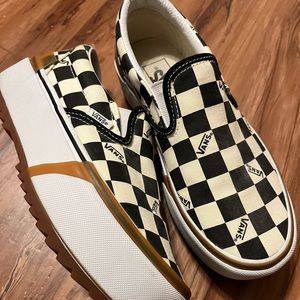 vans stacked checkered old skool era checkerboard slip on 7